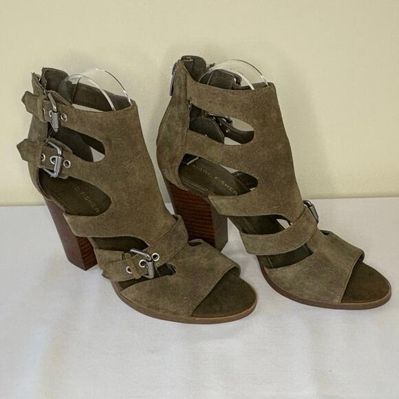 Mark Fisher Calinda Sandals Women's 8.5 | Olive Green | Suede Block Heel | NWOT - Picture 5 of 10